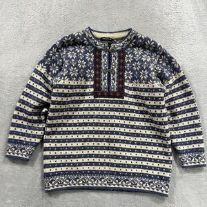 Vintage DEVOLD By Olmes Carretti‎ Sweater Women M Fair Isle Wool Clasp Nordic